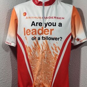 SUGOI White Orange & Red Flame-Graphic Cycling Jersey